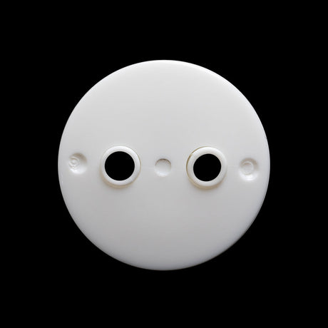 Plastic 2-Hole Button - 40L/25.5mm - White Shallow Dish with White Eyelet Holes