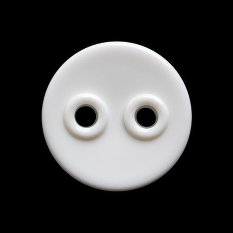 Plastic 2-Hole Button - 40L/25.5mm - White Shallow Dish with White Eyelet Holes