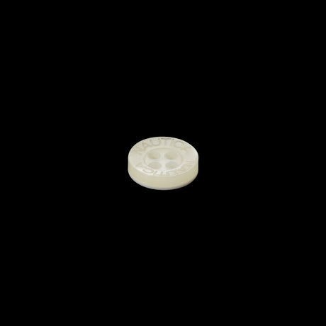 Plastic 4-Hole Button by Famous Designer - 14L/9mm - Ivory Logo Engraved Rim