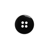 Plastic 4-Hole Button - 24L/15mm - Black Matte Face with Beveled Rim