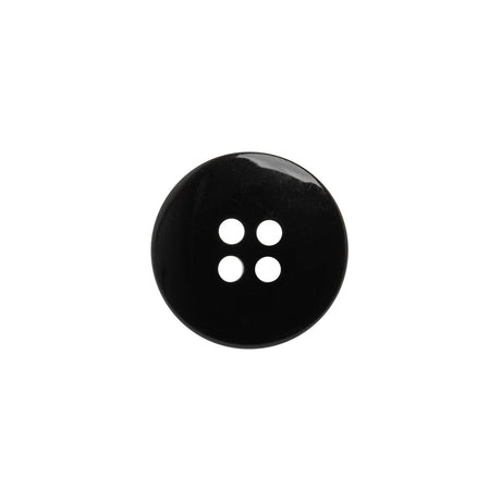 Plastic 4-Hole Button - 24L/15mm - Black Matte Face with Beveled Rim