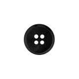 Plastic 4-Hole Button - 24L/15mm - Black Matte Face with Beveled Rim