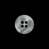 Plastic 4-Hole Button - 24L/15mm - Translucent White Swirls Rolled Rim