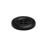 Plastic 4-Hole Button - 34L/21.5mm - Black Faux Leather with Stitched Border