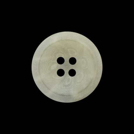 Plastic 4-Hole Button - 35L/22mm - Matte Translucent Ivory Swirls Shallow Plate