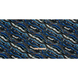 Blue, Orange and Black Fancy Diagonal Stripes Silk Jersey