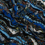 Blue, Orange and Black Fancy Diagonal Stripes Silk Jersey