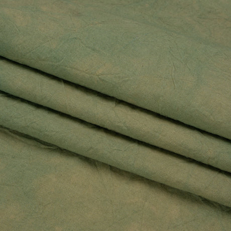 Olive Mottled Wrinkled Lightweight Cotton Canvas