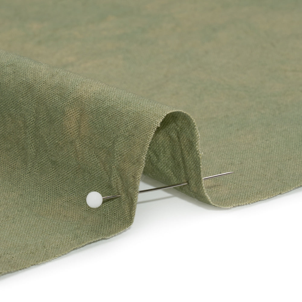Olive Mottled Wrinkled Lightweight Cotton Canvas
