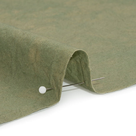 Olive Mottled Wrinkled Lightweight Cotton Canvas