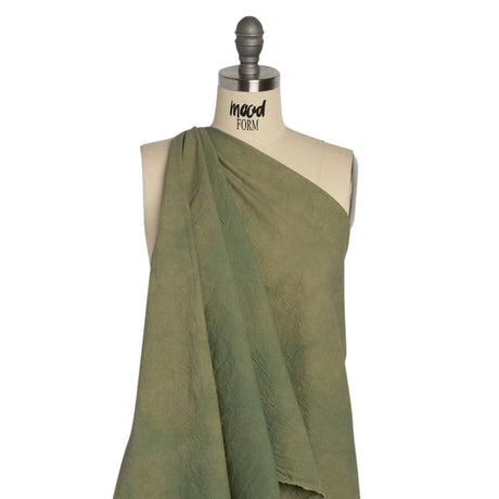 Olive Mottled Wrinkled Lightweight Cotton Canvas