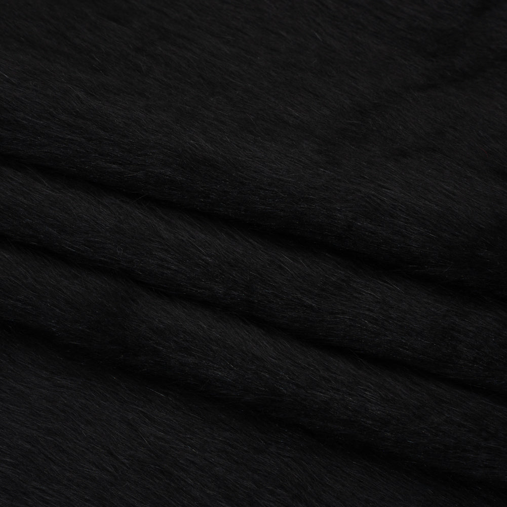 Black Fuzzy Blended Wool Coating