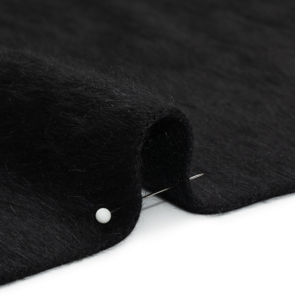 Black Fuzzy Blended Wool Coating