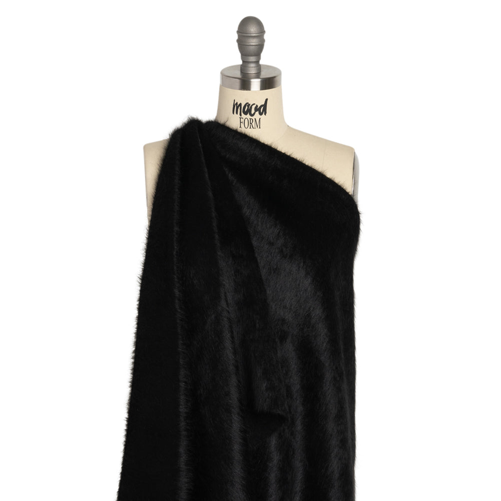 Black Fuzzy Blended Wool Coating