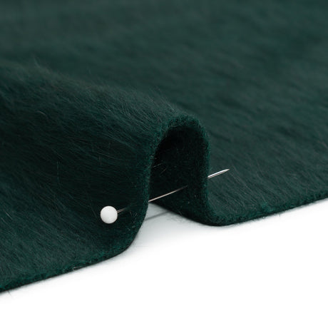 Dark Green Fuzzy Blended Wool Coating