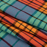 Orange, Green and Blue Plaid Homespun Cotton and Polyester Woven
