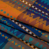 Royal, Orange and Teal Geometric Stripes Cotton and Rayon Jacquard