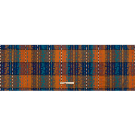 Royal, Orange and Teal Geometric Stripes Cotton and Rayon Jacquard