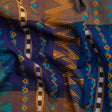 Royal, Orange and Teal Geometric Stripes Cotton and Rayon Jacquard