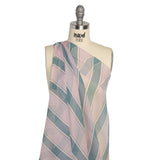 Famous Australian Designer Lilac, French Blue and Cream Striped Crinkled Silk Chiffon