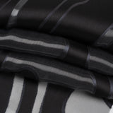 Metallic Gunmetal and Black Flowing Lines Luxury Burnout Brocade