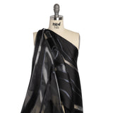 Metallic Gunmetal and Black Flowing Lines Luxury Burnout Brocade