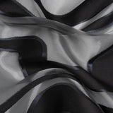 Metallic Gunmetal and Black Flowing Lines Luxury Burnout Brocade