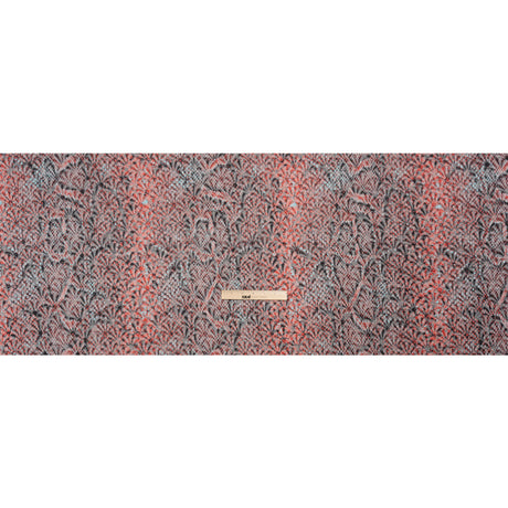Red, Black and Sky Blue Abstract Printed Fan Flowers Stretch Cotton Matelasse
