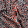 Red, Black and Sky Blue Abstract Printed Fan Flowers Stretch Cotton Matelasse