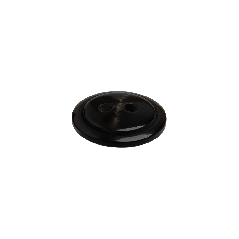 Plastic 2-Hole Button - 24L/15mm - Dark Brown Low Convex