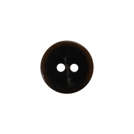 Plastic 2-Hole Button - 24L/15mm - Dark Brown Low Convex