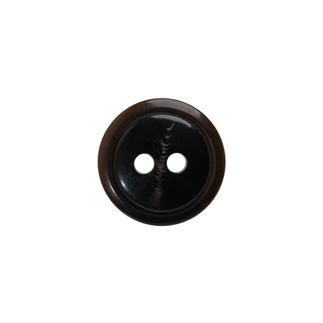 Plastic 2-Hole Button - 24L/15mm - Dark Brown Low Convex