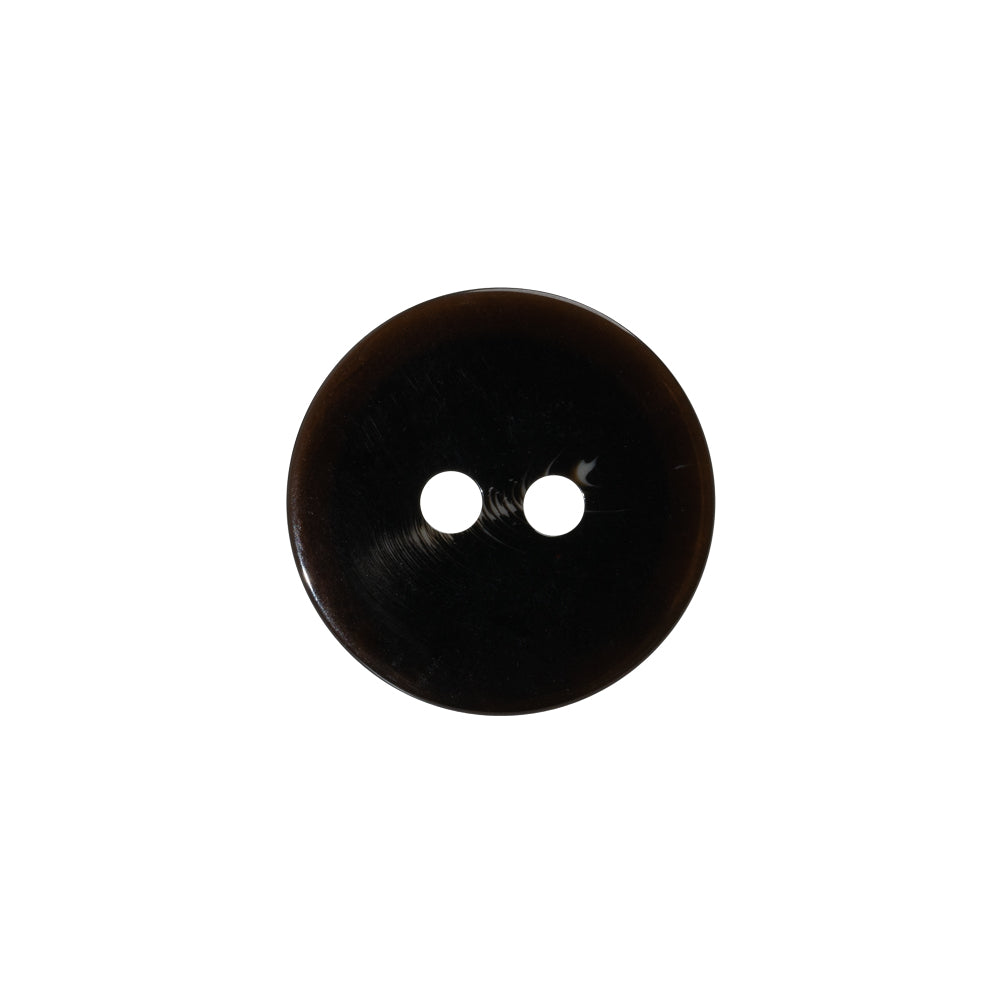 Plastic 2-Hole Button - 28L/18mm - Dark Brown Low Convex