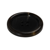 Plastic 4-Hole Button - 44L/28mm - Dark Brown and Beige Lines Rolled Rim