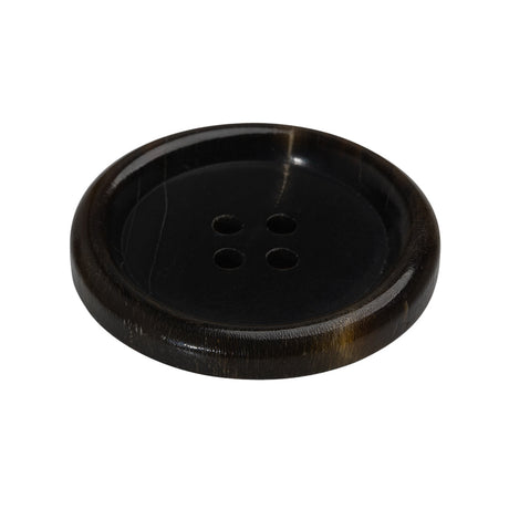 Plastic 4-Hole Button - 44L/28mm - Dark Brown and Beige Lines Rolled Rim
