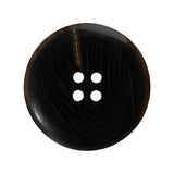 Plastic 4-Hole Button - 44L/28mm - Dark Brown and Beige Lines Rolled Rim