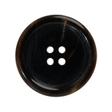 Plastic 4-Hole Button - 44L/28mm - Dark Brown and Beige Lines Rolled Rim