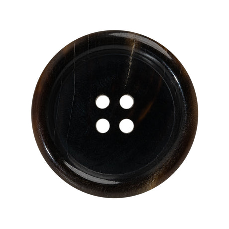 Plastic 4-Hole Button - 44L/28mm - Dark Brown and Beige Lines Rolled Rim