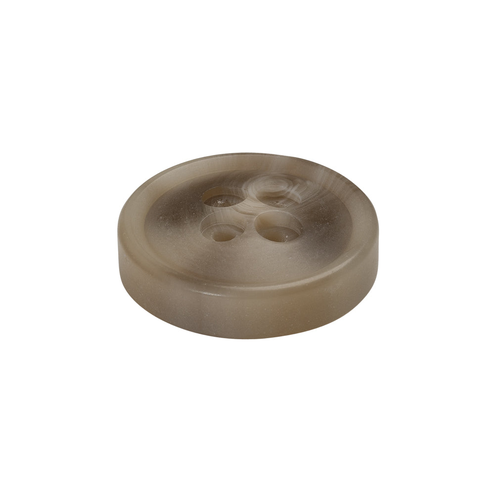 Plastic 4-Hole Button - 36L/23mm - Beige and Taupe Thick Swirls Low Convex