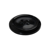 Plastic 4-Hole Button Made in Italy - 40L/25.5mm - Pearlescent Black Rolled Rim with Low Convex Center