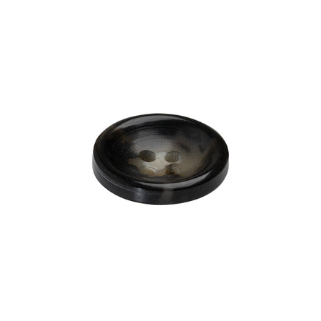 Plastic 4-Hole Button - 28L/18mm - Black and Beige Mottled Dish Shaped