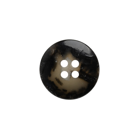 Plastic 4-Hole Button - 28L/18mm - Black and Beige Mottled Dish Shaped