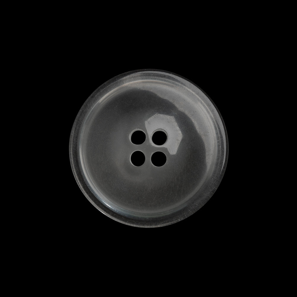 Plastic 4-Hole Button Made in Italy - 36L/23mm - Clear White