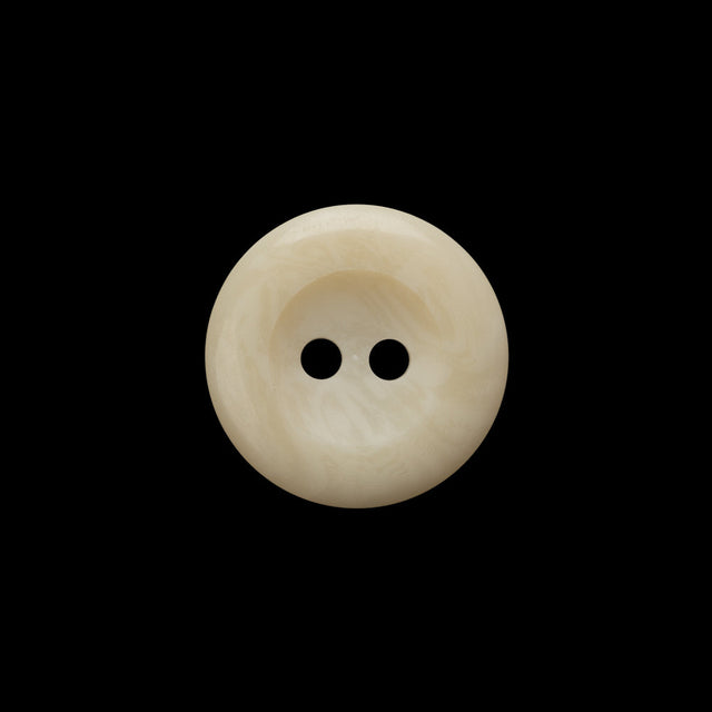 Plastic 2-Hole Button - 28L/18mm - Ivory Swirls Shallow Inkwell