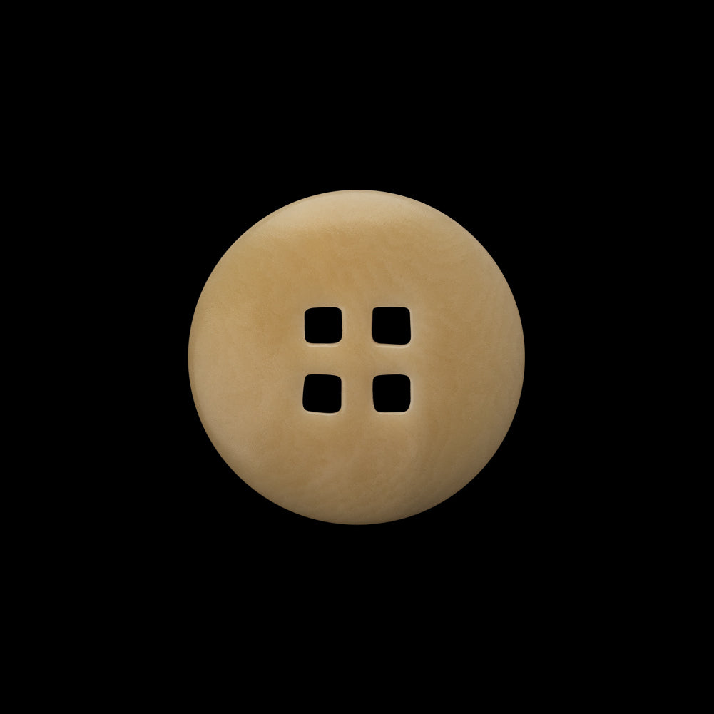 Plastic 4-Hole Button - 32L/20mm - Beige Subtle Marbling with Square Holes