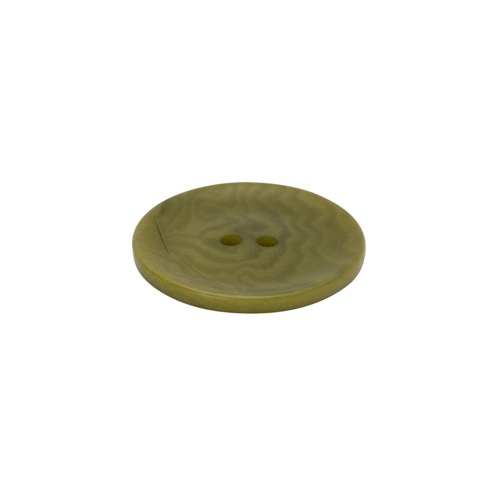 Plastic 4-Hole Button - 32L/20mm - Olive Green Swirls Platter Shaped