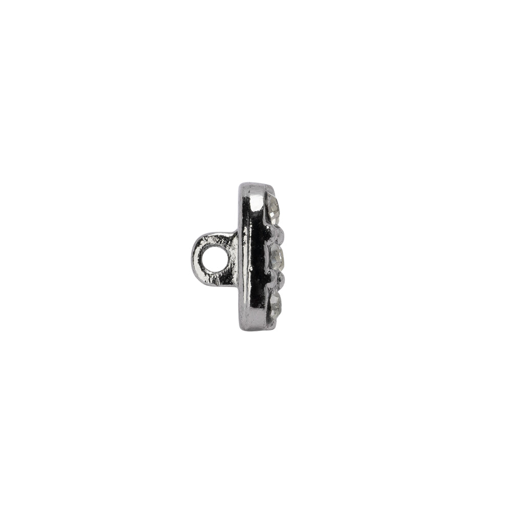 Square Rhinestone and Metal Shank Back Button - 18L/11.5mm - Silver and Crystal Grid