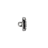 Square Rhinestone and Metal Shank Back Button - 18L/11.5mm - Silver and Crystal Grid
