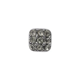 Square Rhinestone and Metal Shank Back Button - 18L/11.5mm - Silver and Crystal Grid