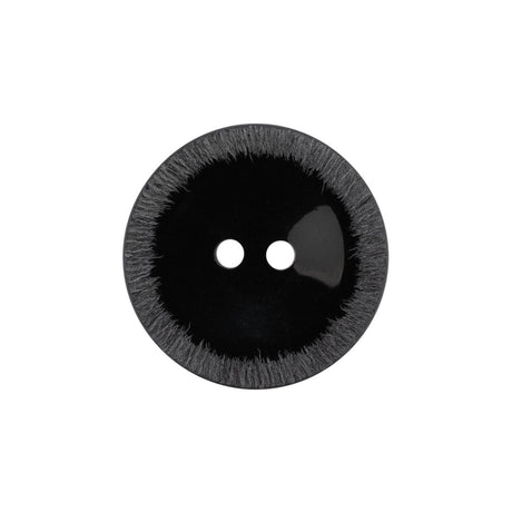 Plastic 2-Hole Button - 35L/22mm - Black Shallow Plate with Etched Rim